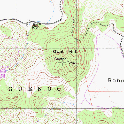 Topographic Map of Goat Hill, CA