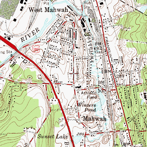 Topographic Map of Ramapo Reformed Church Cemetery, NJ
