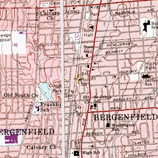 Topographic Map of Bergenfield Fire Company Number 2, NJ