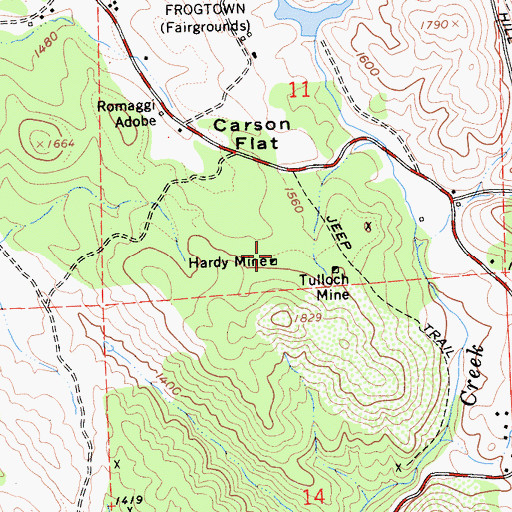 Topographic Map of Hardy Mine, CA