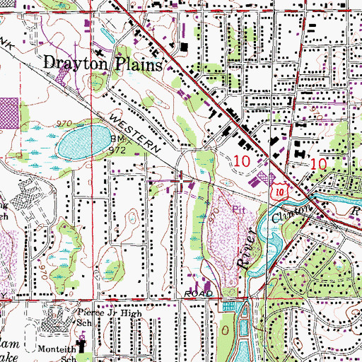 Topographic Map of Waterford General Baptist Academy, MI