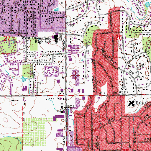Topographic Map of West Bloomfield Civic Center, MI