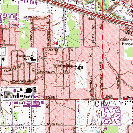 Topographic Map of West River Center Shopping Center, MI