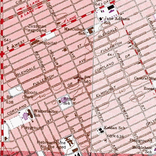 Topographic Map of West Side Alternative High School, MI