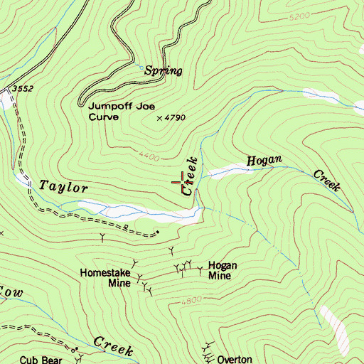 Topographic Map of Hogan Creek, CA