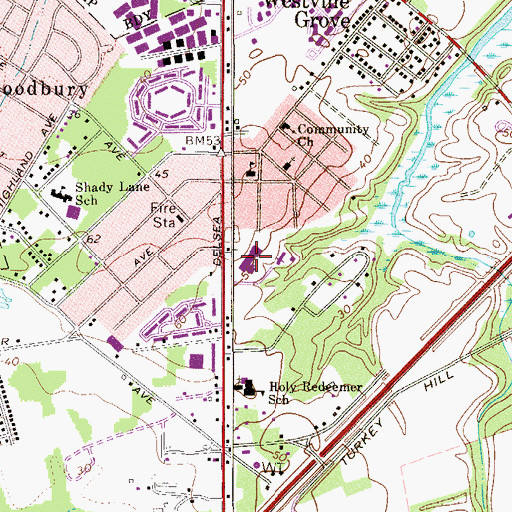 Topographic Map of Archbishop Damiano School, NJ