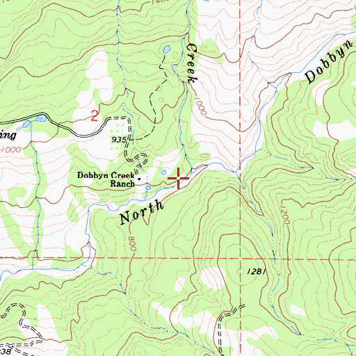 Topographic Map of Hoover Creek, CA