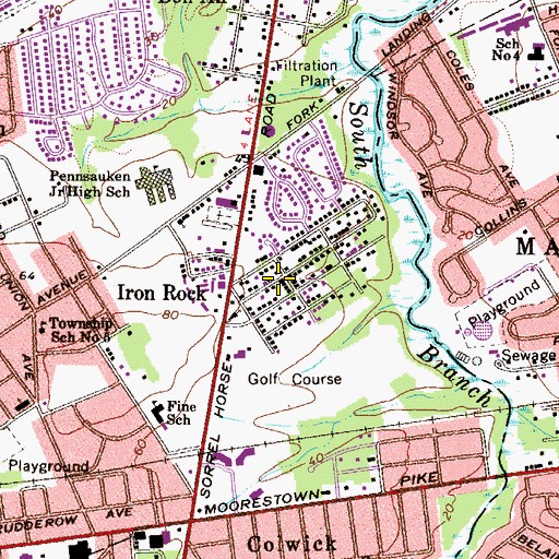 Topographic Map of East Pennsauken Volunteer Fire Association, No. 1, NJ