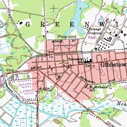 Topographic Map of Greenwich Township Police Department, NJ