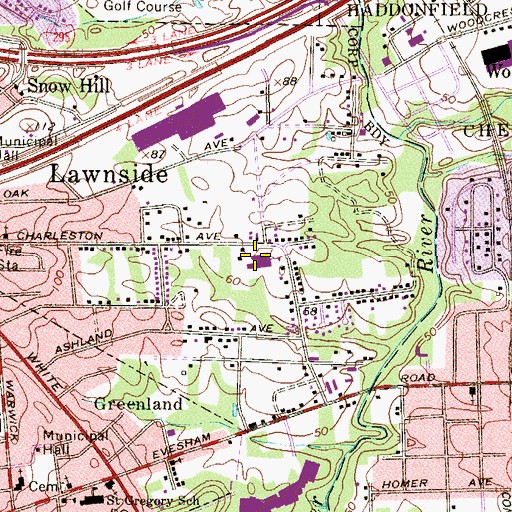 Topographic Map of Lawnside Elementary School, NJ