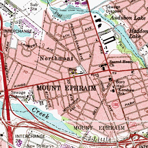 Topographic Map of Mount Ephraim Post Office, NJ