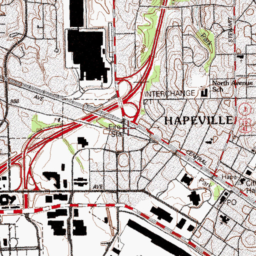 Topographic Map of Hapeville Fire Department Station 2, GA