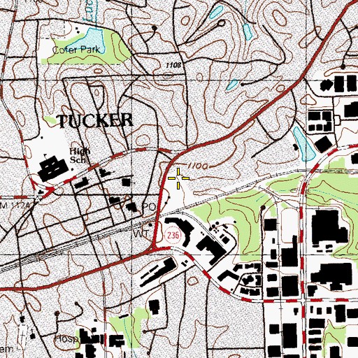 Topographic Map of Cofer Crossing Shopping Center, GA