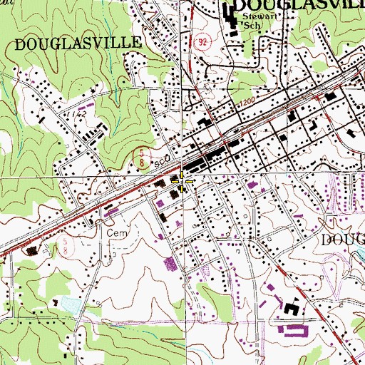 Topographic Map of Douglasville Police Department, GA