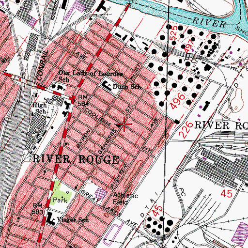 Topographic Map of Saint Hilda's Episcopal Church, MI