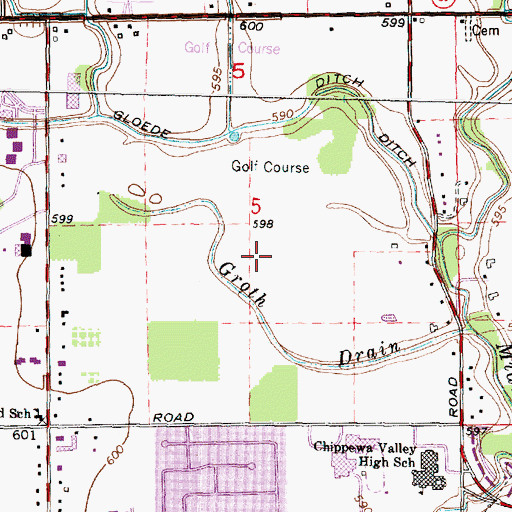 Topographic Map of Saint John Medical Center - Patridge Woods, MI