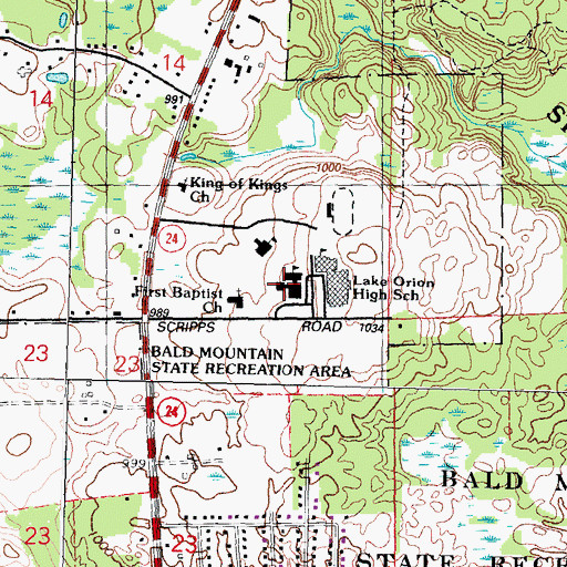 Topographic Map of Scripps Middle School, MI