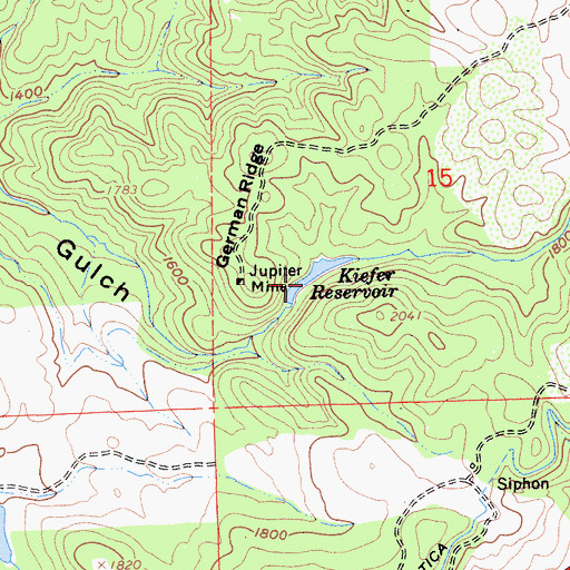 Topographic Map of Kiefer Reservoir, CA