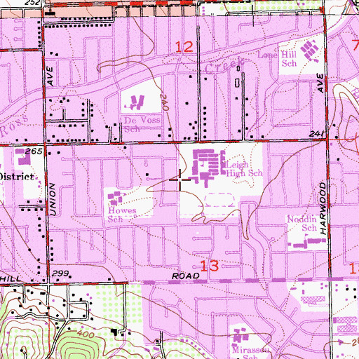 Topographic Map of Leigh High School, CA