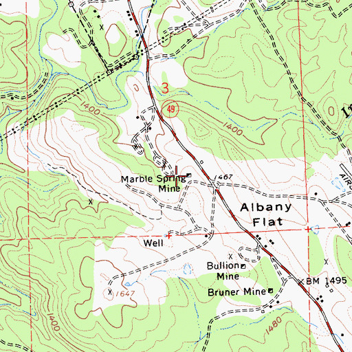 Topographic Map of Marble Spring Mine, CA