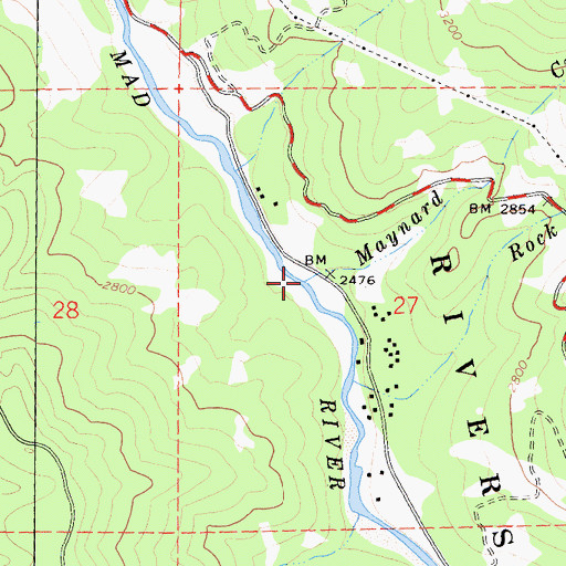 Topographic Map of Maynard Creek, CA