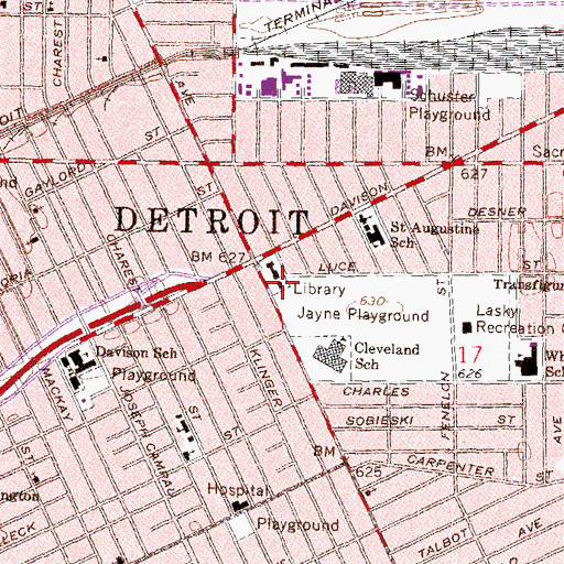 Topographic Map of Elisabeth Knapp Library, MI