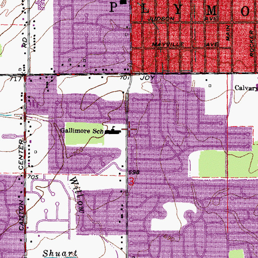 Topographic Map of Gallimore Elementary School, MI