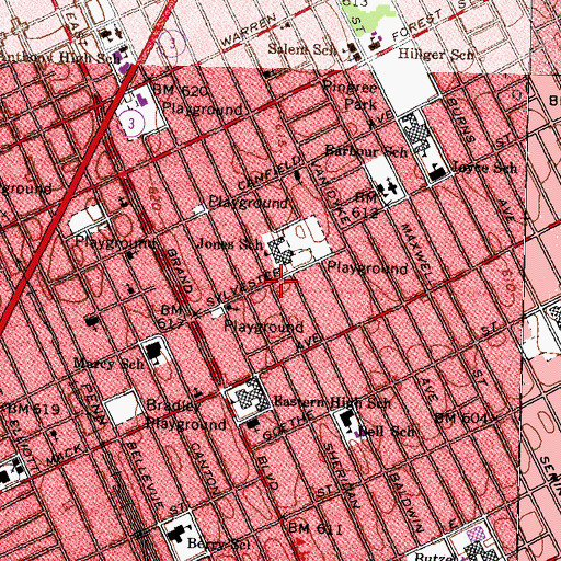 Topographic Map of Garvey Academy, MI