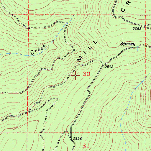 Topographic Map of Mill Creek Ridge, CA