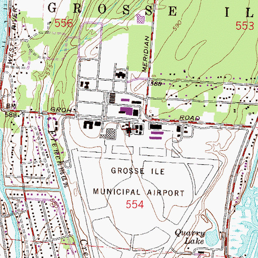 Topographic Map of Grosse Ile Township Hall, MI