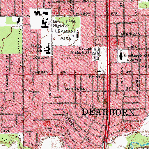 Topographic Map of Guardian Lutheran School, MI