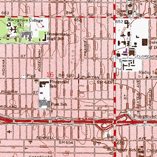 Topographic Map of Henderson Memorial United Methodist Church, MI