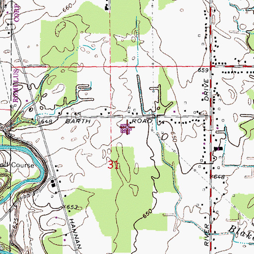 Topographic Map of Barth Elementary School, MI
