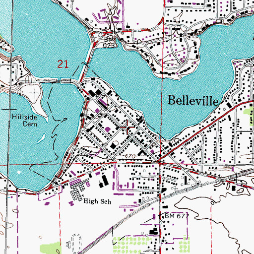 Topographic Map of Belleville Area Chamber of Commerce, MI