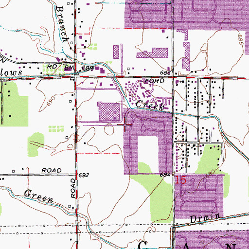 Topographic Map of Canton Corners Shopping Center, MI