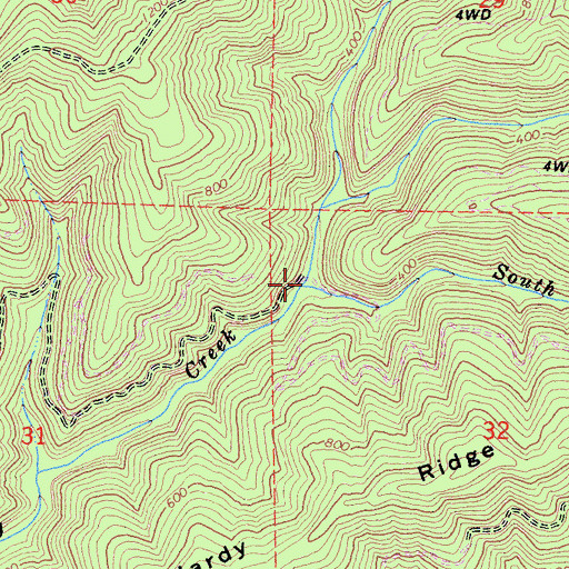Topographic Map of North Fork Hardy Creek, CA