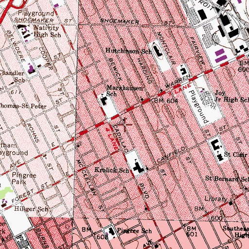 Topographic Map of Coggins Memorial Christian Methodist Episcopal Church, MI