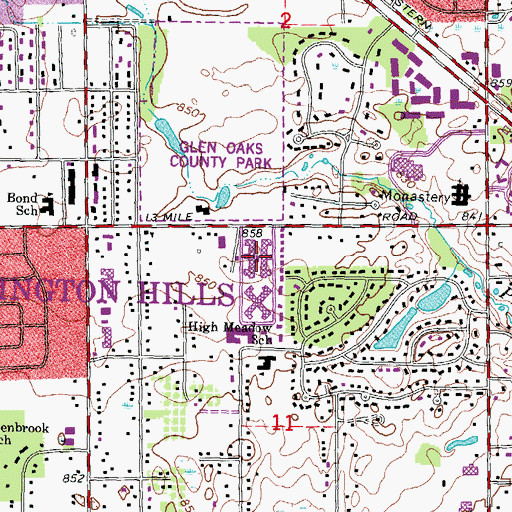 Topographic Map of Detroit Baptist Manor, MI