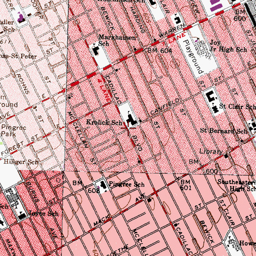 Topographic Map of Detroit Lions Alternative Education Center, MI