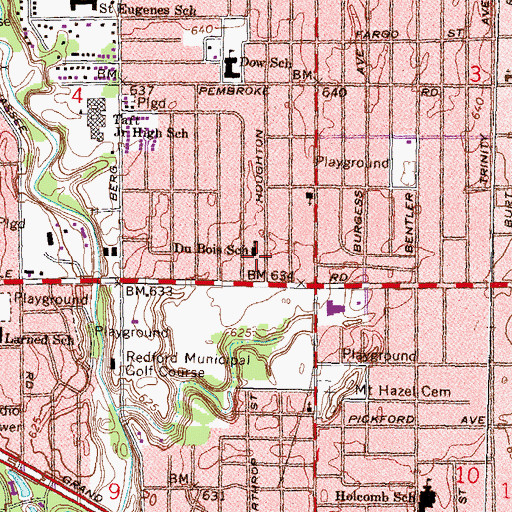 Topographic Map of Nataki Talibah Schoolhouse of Detroit, MI