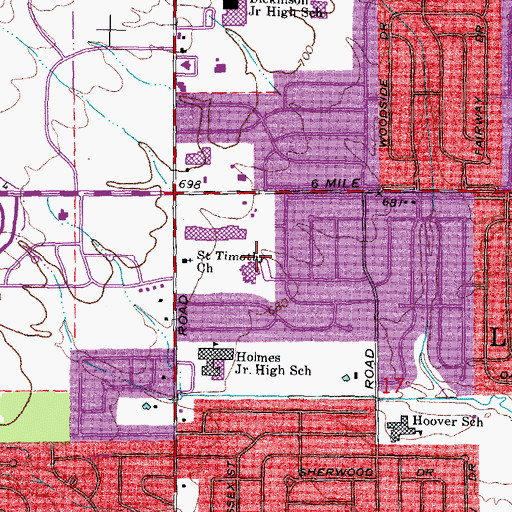 Topographic Map of Newburgh Plaza Shopping Center, MI