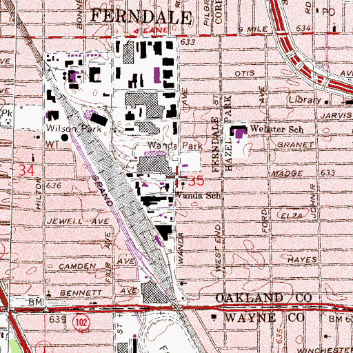 Topographic Map of Oak Park Missionary Baptist Church, MI