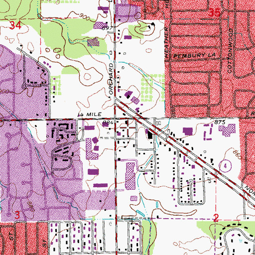 Topographic Map of Orchard-14 Center Shopping Center, MI