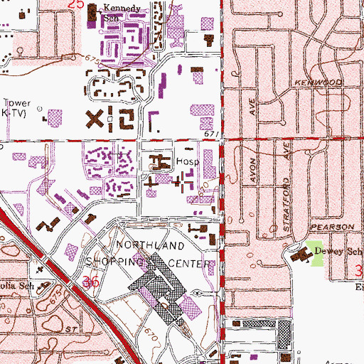 Topographic Map of Providence Medical Center - Pavilion Family Practice and Internal Medicine, MI