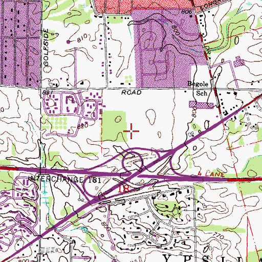 Topographic Map of Roundtree Village Shopping Center, MI