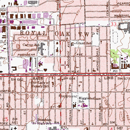 Topographic Map of Royal Towne Center Shopping Center, MI