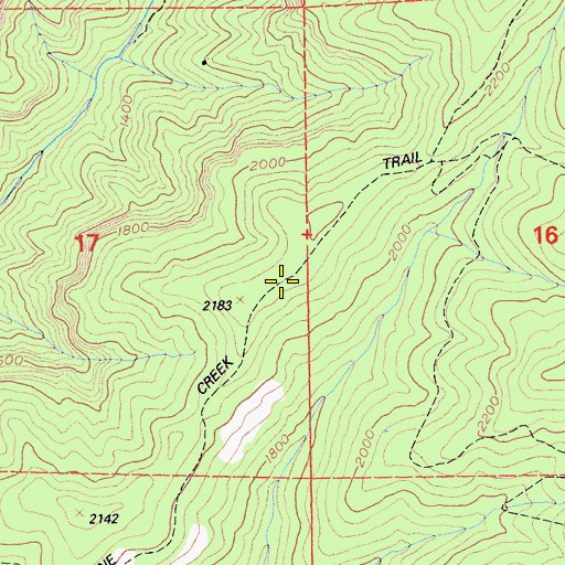 Topographic Map of Pine Creek Trail, CA