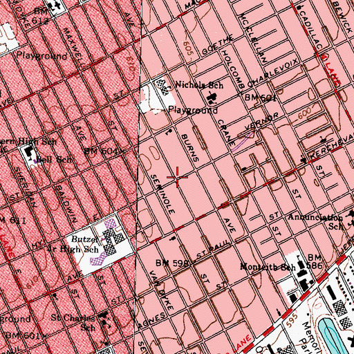 Topographic Map of Iroquois Avenue Christ Lutheran Church, MI