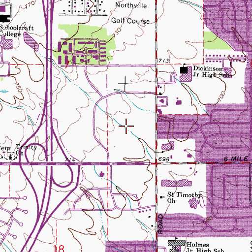 Topographic Map of Laurel Park Place Shopping Center, MI