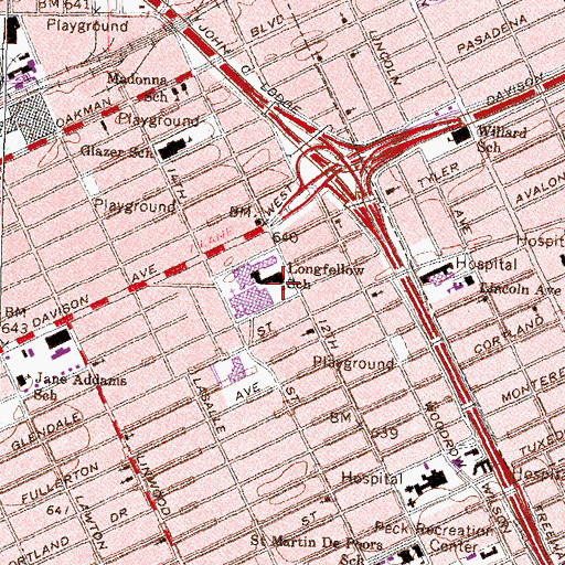 Topographic Map of Longfellow Annex Center, MI